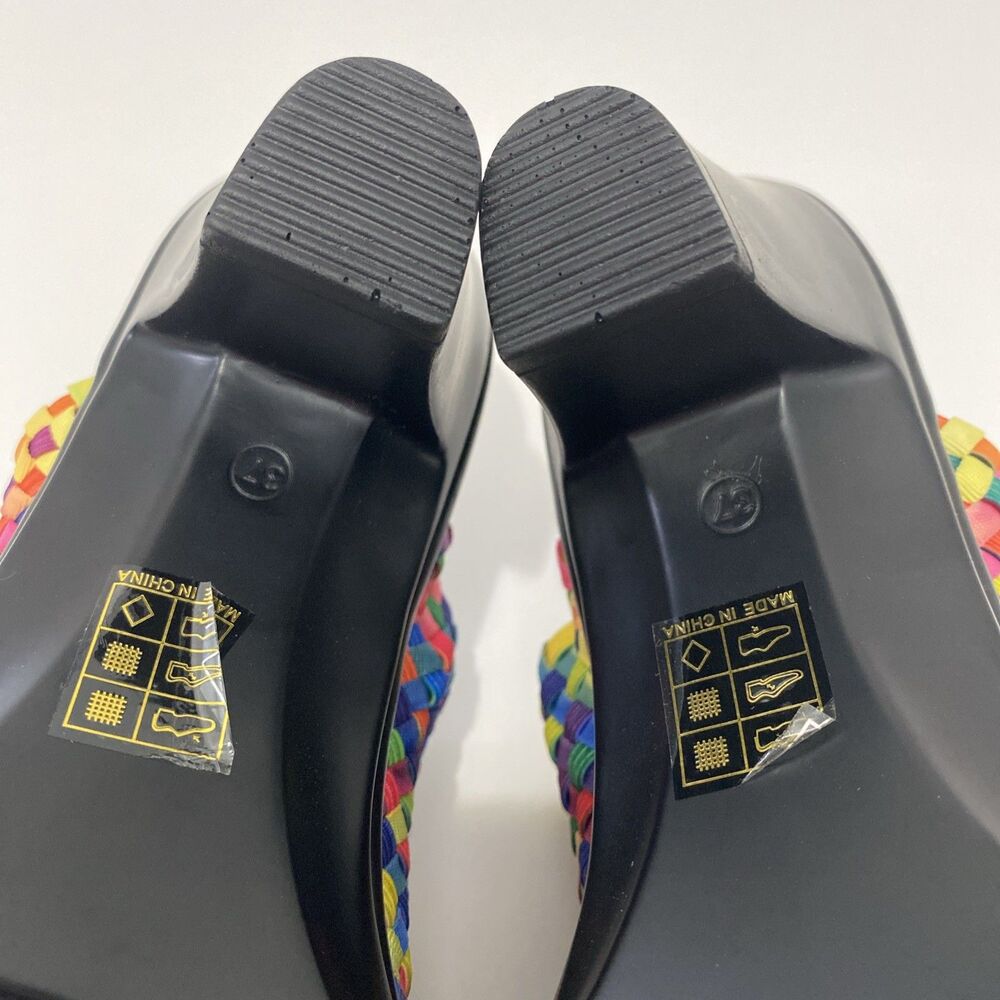 Bernie Mev Sun Texas Rainbow Basket Weave Slide Mule Shoes EU 37 US 6.5 - 7 NEW - Picture 7 of 10